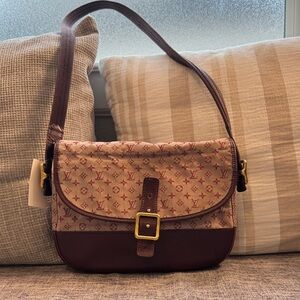 Authentic Louis Vuitton Burgundy and Beige Monogram Shoulder Bag